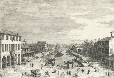 Vista di Mestre, una locanda a sinistra e altri vari edifici lungo il canale, da 