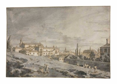 Veduta di Padova fuori dalle mura della città con la Chiesa di San Francesco da Giovanni Antonio Canal