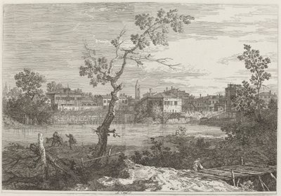 Veduta di una città su una riva del fiume, c. 1735-1746 da Canaletto