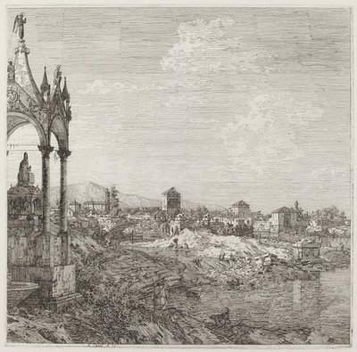 Veduta di una città con la tomba di un vescovo, c. 1735-1746 da Canaletto