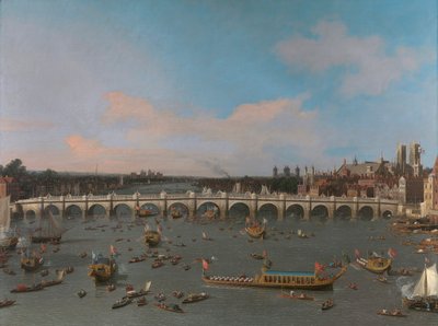Ponte di Westminster, con la processione del sindaco sul Tamigi da Canaletto