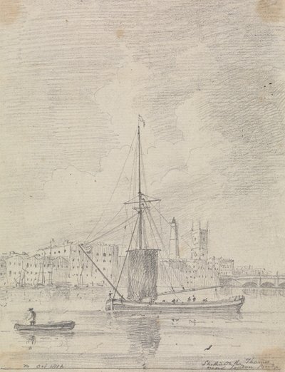 Navi sul Tamigi vicino al London Bridge, ottobre 1816 da Capt. Thomas Hastings