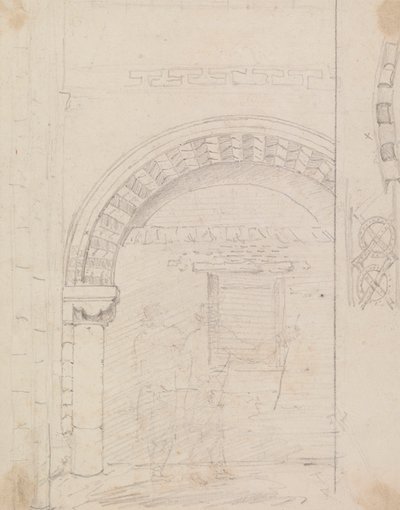 Schizzo di Figure Sotto un Arco di Pietra da Capt. Thomas Hastings