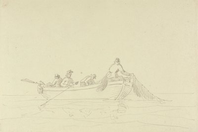 Schizzo di pescatori in una barca da Capt. Thomas Hastings