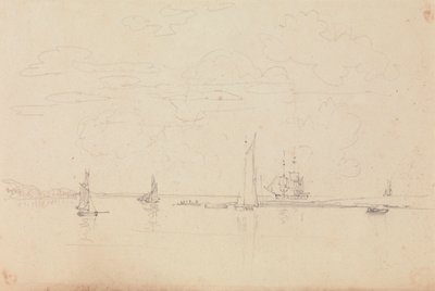 Schizzo di Barche a Vela in un Porto da Capt. Thomas Hastings