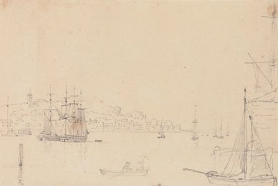 Schizzo di Navi vicino a West Cowes, Isola di Wight da Capt. Thomas Hastings