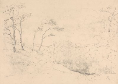 Schizzo di Alberi e Colline sopra la Fattoria Barton, Isola di Wight da Capt. Thomas Hastings