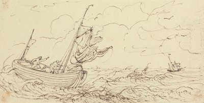 Schizzo di una Nave in un Mare Tempestoso da Capt. Thomas Hastings