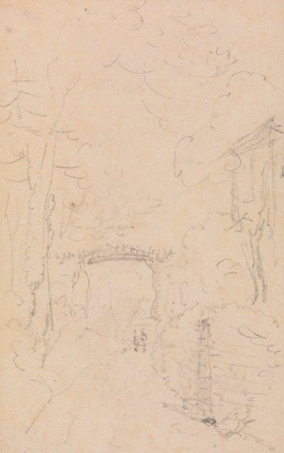 Schizzo di una strada alberata e ponte, Shorwell da Capt. Thomas Hastings