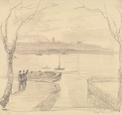 Vista schizzata da East Cowes, West Cowes in lontananza da Capt. Thomas Hastings