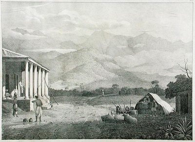 Il Passo del Seremoogy, o Streemoogy, Montagne di Neelgherry, tavola 1 da Vista delle Neilgherries, o Montagne Blu di Coimbetoor, India meridionale del Capitano McCurdy, pubblicato nel 1830 da Captain E. A. after McCurdy