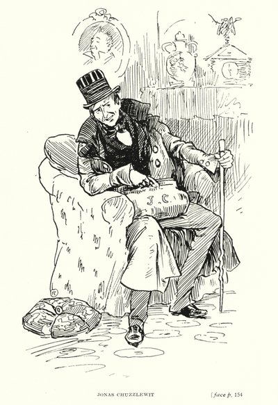 Personaggio di Dickens: Jonas Chuzzlewit (litografia) da Captain Edward Henry Handley Read