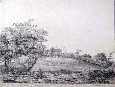 Vista frontale della residenza di Longwood di Napoleone I nel tardo pomeriggio, Sant