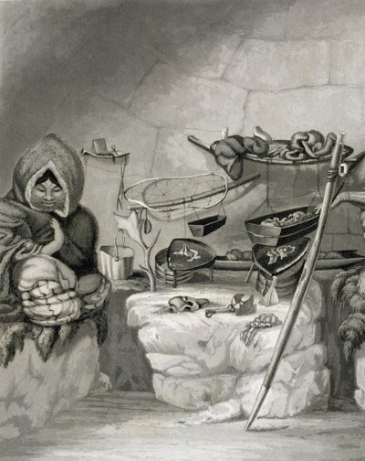Interno di una capanna di neve eschimese, Winter Island 1822, inciso da Edward Francis Finden (1791-1857) pub. da John Murray, 1824 da Captain George Francis Lyon