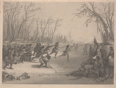 Gioco della palla degli indiani Dahcota (Sioux), incisione di Charles Kennedy Burt (1823-92), entro dicembre 1850 da Captain Seth Eastman