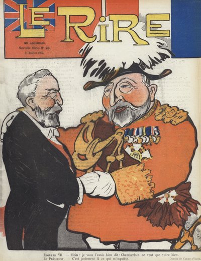 Il presidente Loubet di Francia e il re Edoardo VII. Illustrazione per Le Rire da Caran d Ache
