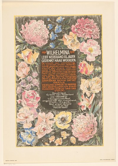 Manifesto per il quarantesimo anniversario del regno della regina Guglielmina dei Paesi Bassi da Carel Adolph Lion Cachet