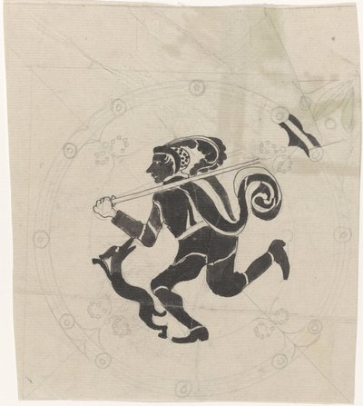 Progetto decorativo con cacciatore di lepri da Carel Adolph Lion Cachet