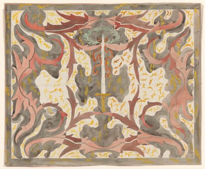 Progetto decorativo con spada eretta da Carel Adolph Lion Cachet