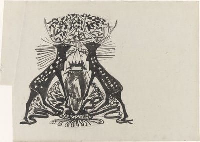Progetto decorativo con due cervi in piedi da Carel Adolph Lion Cachet