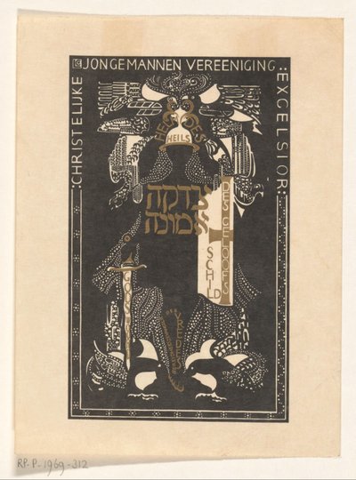 Ex libris della Associazione Cristiana dei Giovani Excelsior da Carel Adolph Lion Cachet