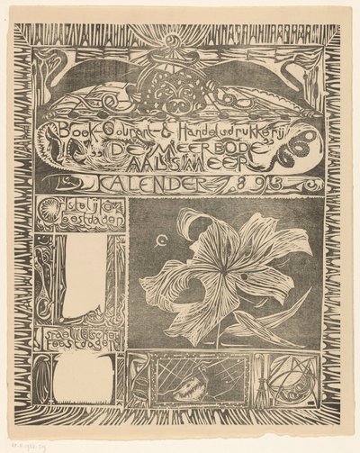 Pagina di calendario 1893 da Carel Adolph Lion Cachet