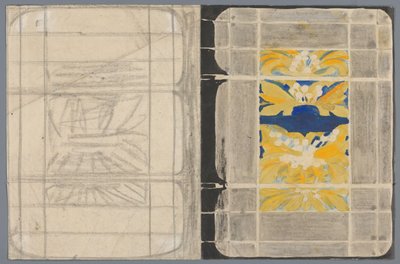 Entwurf für einen Buchumschlag mit Blumenmotiv da Carel Adolph Lion Cachet