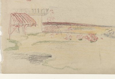 Giardino dietro una casa con una tettoia da Carel Adolph Lion Cachet