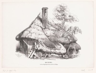 Fattoria con tetto di paglia da Carel Christiaan Antony Last