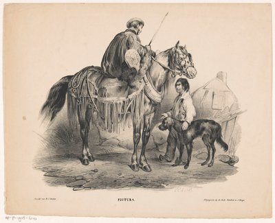 Nobile a cavallo e ragazzo mendicante da Carel Christiaan Antony Last