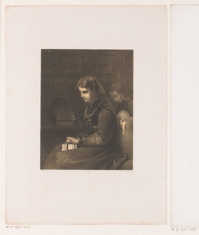 Donna velata con Bibbia in grembo da Carel Christiaan Antony Last