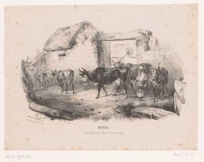 Gregge di mucche con pastorella da Carel Christiaan Antony Last