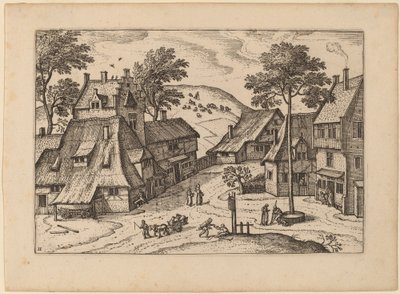 Piazza del villaggio con santuario da Carel Collaert