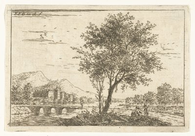 Paesaggio collinare con castello sul fiume da Carel Frederik Bendorp (I)