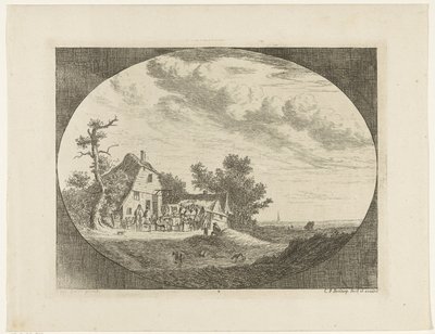 Paesaggio con locanda e cavalli e carri a riposo e cavalieri da Carel Frederik Bendorp (I)
