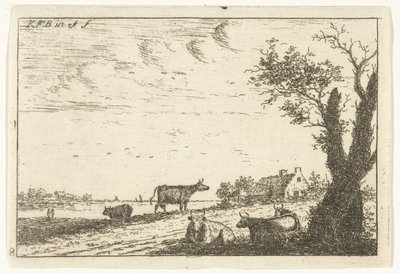 Paesaggio fluviale con mucche da Carel Frederik Bendorp (I)