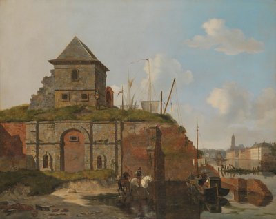 Mura della città con magazzino della polvere da sparo da Carel Jacobus Behr