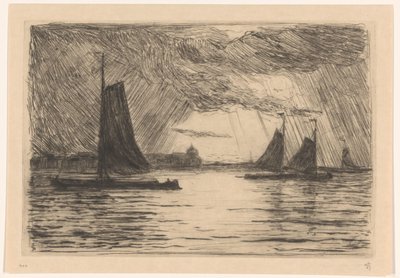 Veduta della Mosa a Dordrecht di sera da Carel Nicolaas Storm van 