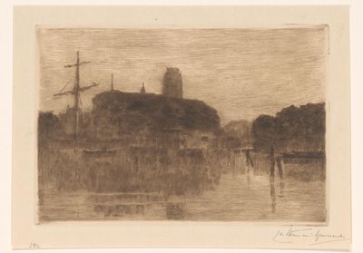 Veduta del Nuovo Porto a Dordrecht di sera da Carel Nicolaas Storm van 