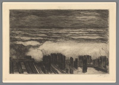 Mare con onde alte da Carel Nicolaas Storm van 