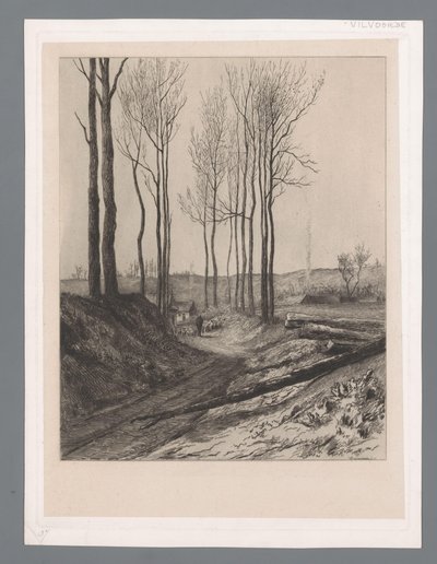 Pastore con gregge su una strada incavata vicino a Vilvoorde da Carel Nicolaas Storm van 