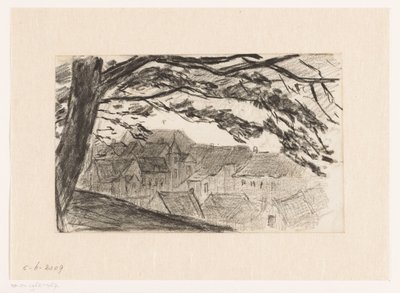 Veduta della città di Kleve con albero in primo piano da Carel Nicolaas Storm van 