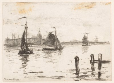 Barche da pesca sulla Mosa davanti a Dordrecht da Carel Nicolaas Storm van 