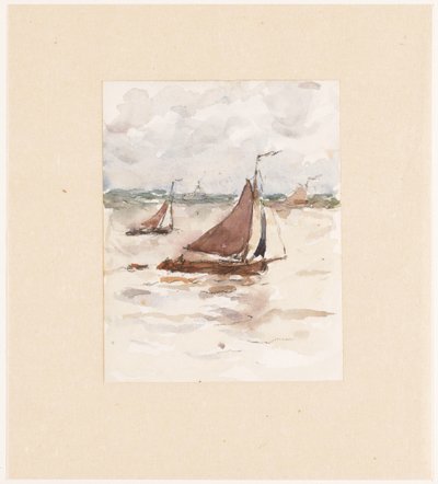 Barche da pesca a vela sul fiume Schelda da Carel Nicolaas Storm van 