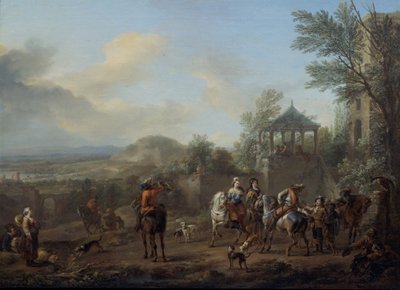 Partenza per la caccia da Carel van Falens or Valens