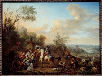 Sosta dei cacciatori da Carel van Falens or Valens