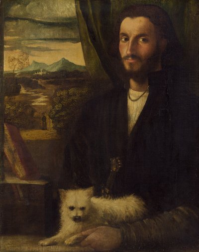 Ritratto di un uomo con un cane da Cariani