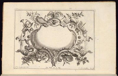 Cartiglio con Strumenti Musicali, Libro di Cartigli Regolari da Carl Albert von Lespilliez