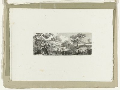Viaggiatori presso un ruscello in un paesaggio collinare da Carl August Lebschee