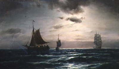 Navigazione in acque illuminate dalla luna da Carl Bille